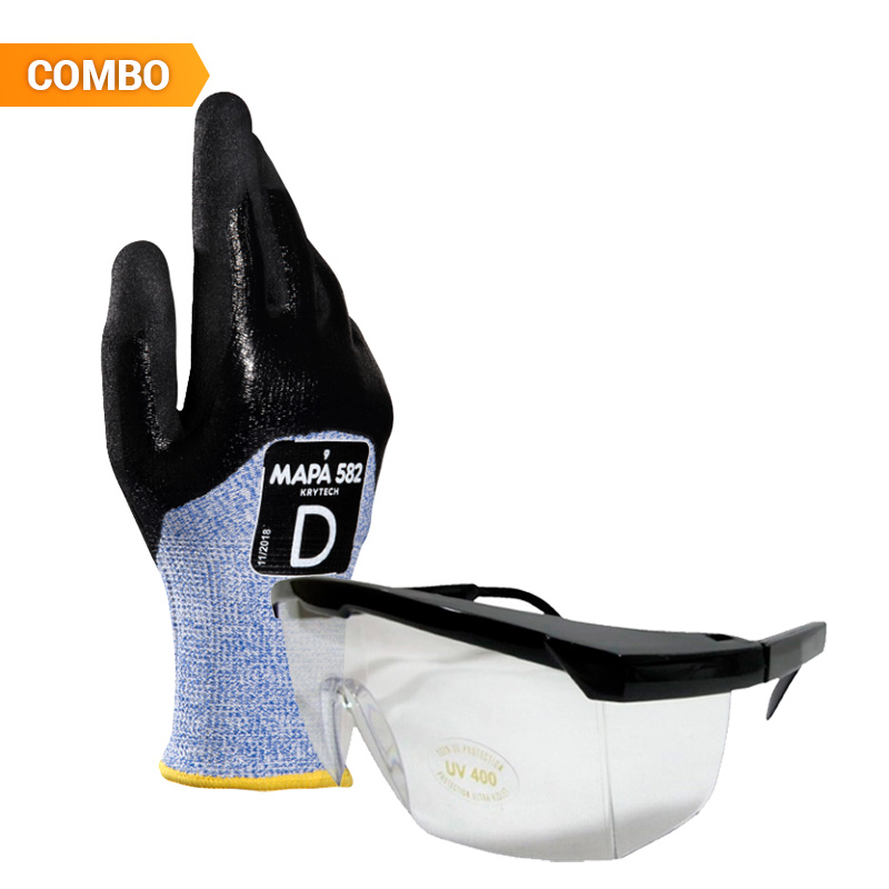 Combo guantes Krytech 582 + gafas de protección